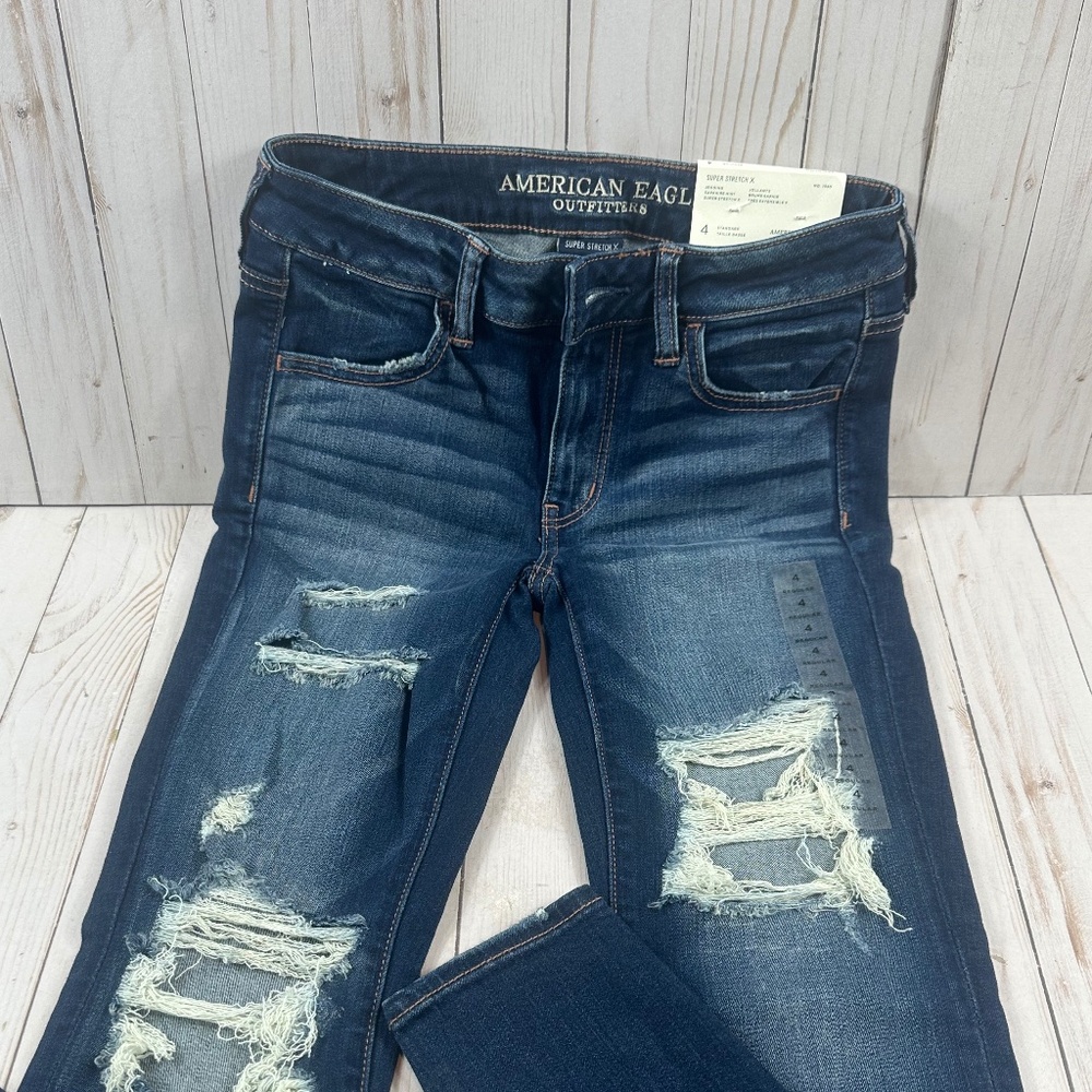 American Eagle Jeggings, Super Stretch, Low Rise, Sapphire Mist, Size 4, NWT